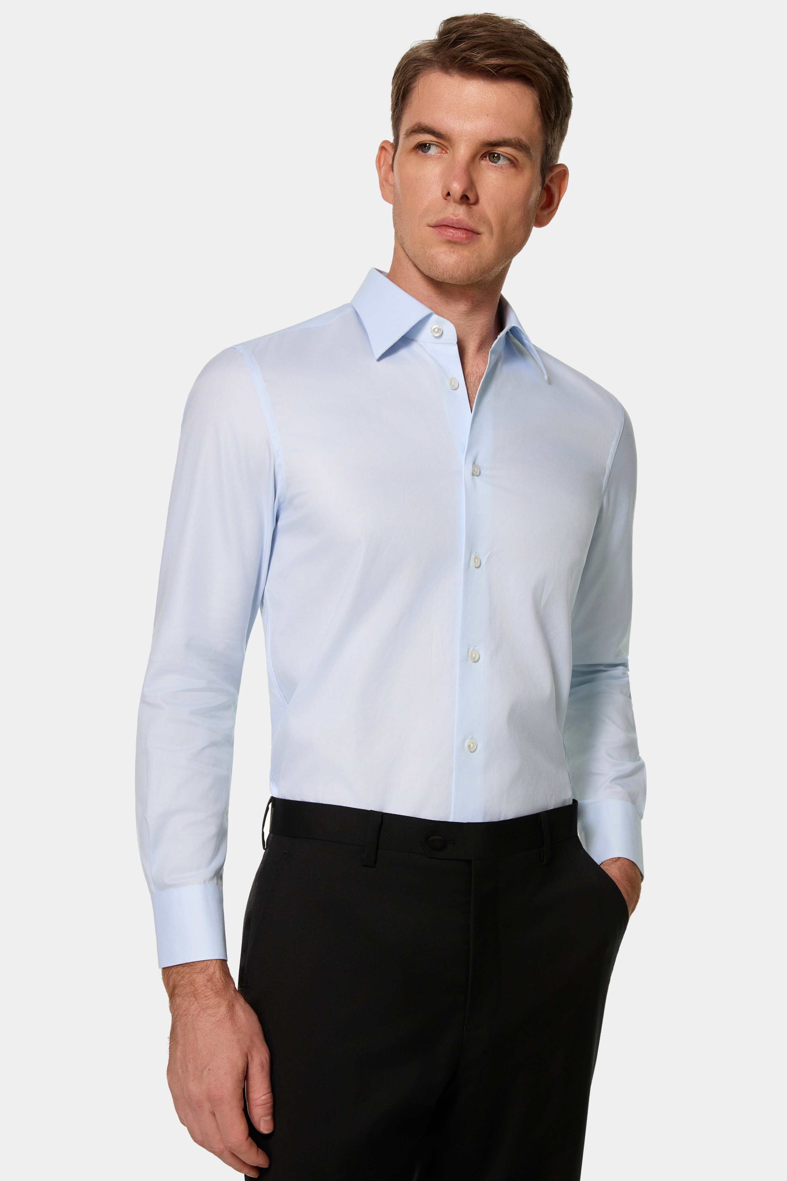 saac Ely The Edward English collar shirt in three-ply Super 140’s twill